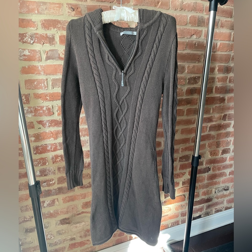 Athleta Olive Hooded Sweaterdress M